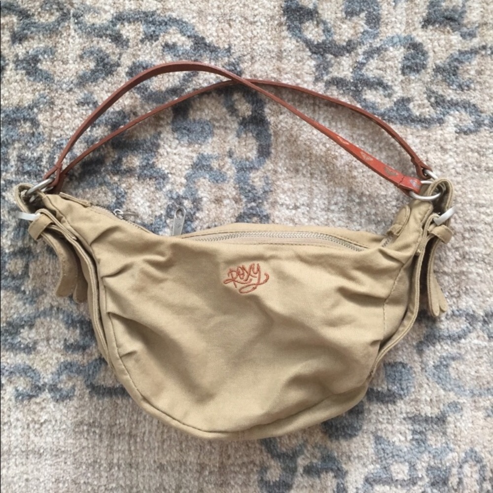 ROXY leather straps tan mini purse